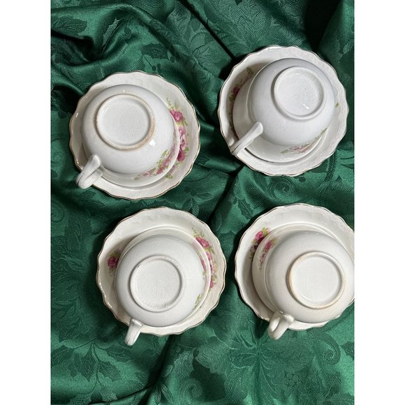 Antique Buffalo Pottery 4 Coffee Cups with saucers - Picture 5 of 7